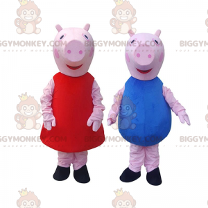 2 Schweinemaskottchen von BIGGYMONKEY™, ein Mädchen und ein