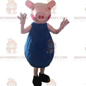 Déguisement de cochon rose avec une tenue bleu - Biggymonkey.com