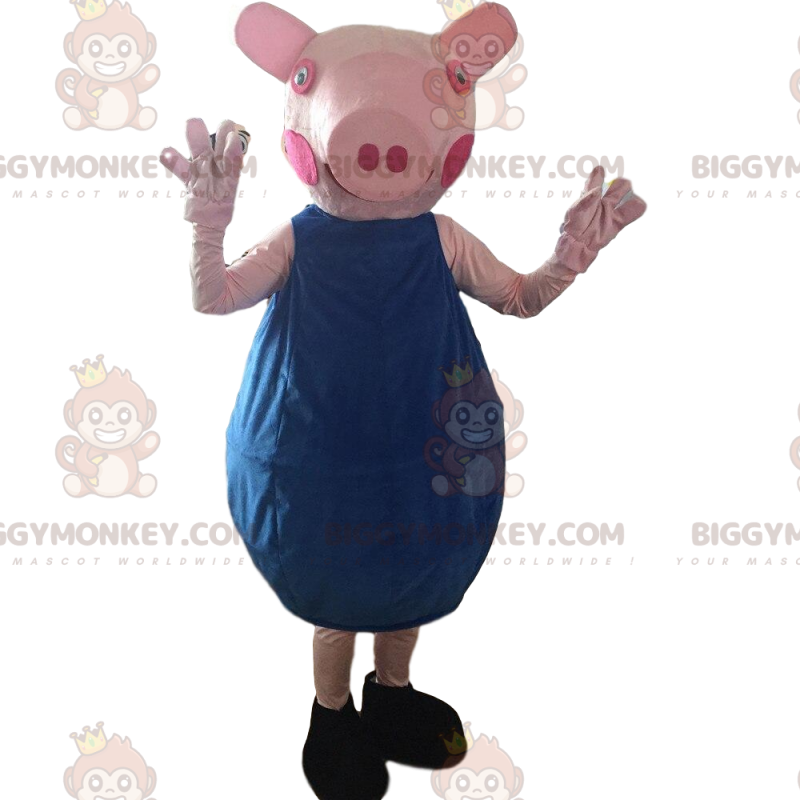 Pink pig costume with blue outfit - Biggymonkey.com