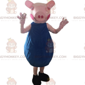 Pink pig costume with blue outfit - Biggymonkey.com
