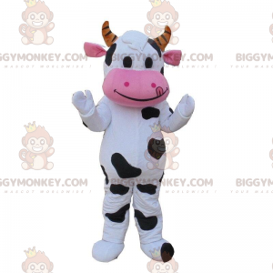 Disfraz de vaca blanca, negra y rosa, disfraz de piel de vaca.