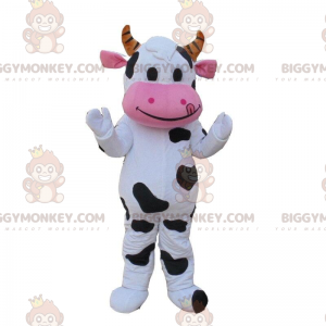Λευκή, μαύρη και ροζ στολή αγελάδας, στολή από δέρμα αγελάδας -