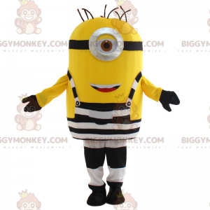 Minions kostym klädd i svartvita overaller - BiggyMonkey maskot