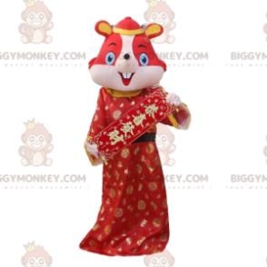 Röd musdräkt i traditionell kinesisk klänning - Musmaskot - BIGGYMONKEY_010519 - BiggyMonkey.com