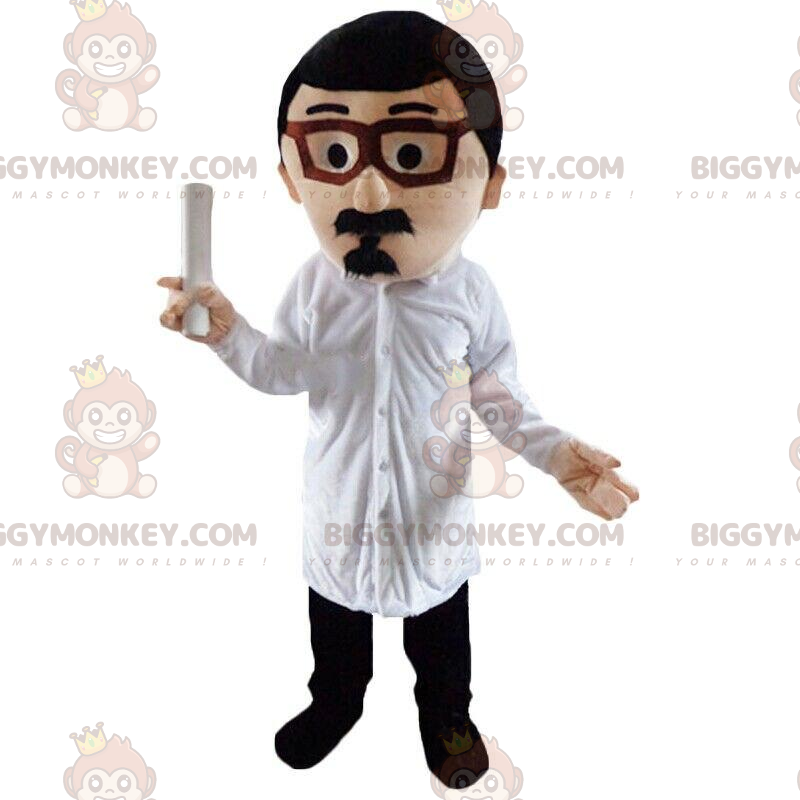 Mustached Man BIGGYMONKEY™ Mascot Costume with Glasses –