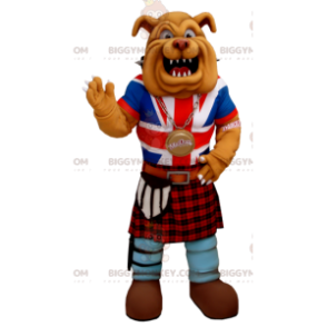 Traje de mascote Bulldog BIGGYMONKEY™ vestido com vestido anglo-saxão - Mascotes para cães - BIGGYMONKEY_01204 - BiggyMonkey.com