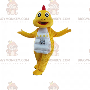 Gul och vit dinosaurie kostym, drak kostym - BiggyMonkey maskot