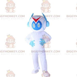 Vit och blå robotdräkt, robotdräkt - BiggyMonkey maskot