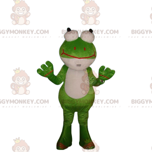 Grün-weißes Froschkostüm mit Kulleraugen - Biggymonkey.com