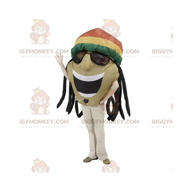 Costume da mascotte da uomo giamaicano BIGGYMONKEY™ con Costume da mascotte da uomo giamaicano BIGGYMONKEY™ con