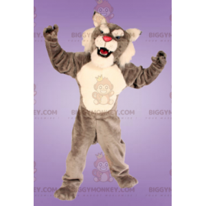 Gray and White Lynx BIGGYMONKEY™ Mascot Costume -