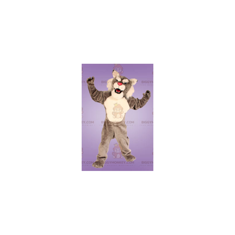 Disfraz de mascota lince gris y blanco BIGGYMONKEY™ - Disfraz de mascota lince gris y blanco BIGGYMONKEY™ -