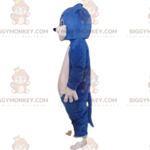 Disfraz de gato azul y blanco, disfraz de gato de peluche. -