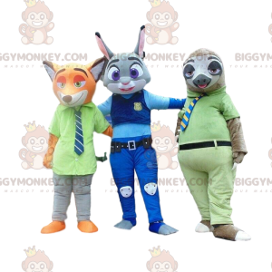 3 BIGGYMONKEY™s maskot, en räv, en kanin och en sengångare från
