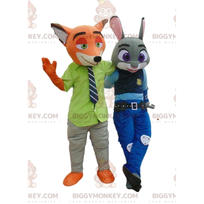 2 μασκότ BIGGYMONKEY™ του Nick Wilde και της Judy Hall από τη Zootopia - Μασκότ διάσημων χαρακτήρων - BiggyMonkey.com