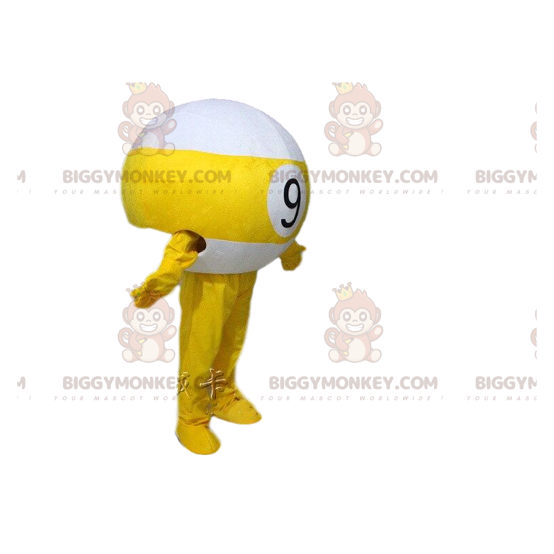 BIGGYMONKEY™ Yellow and White Billiard Ball Mascot Costume