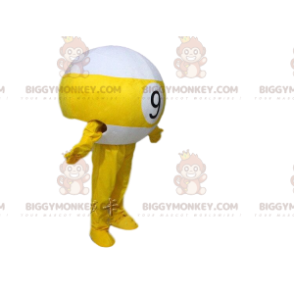 BIGGYMONKEY™ Yellow and White Billiard Ball Mascot Costume