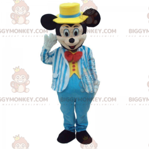 Disfraz de Mickey Mouse vestido con un traje azul. -