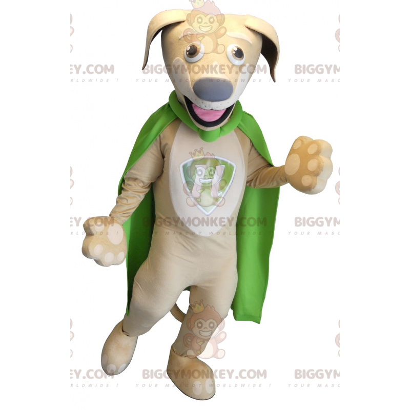 Kostým maskota BIGGYMONKEY™ Béžový a bílý pes se zeleným