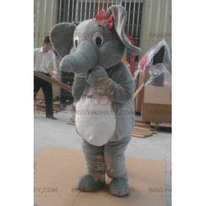 Gray and White Elephant BIGGYMONKEY™ Mascot Costume -