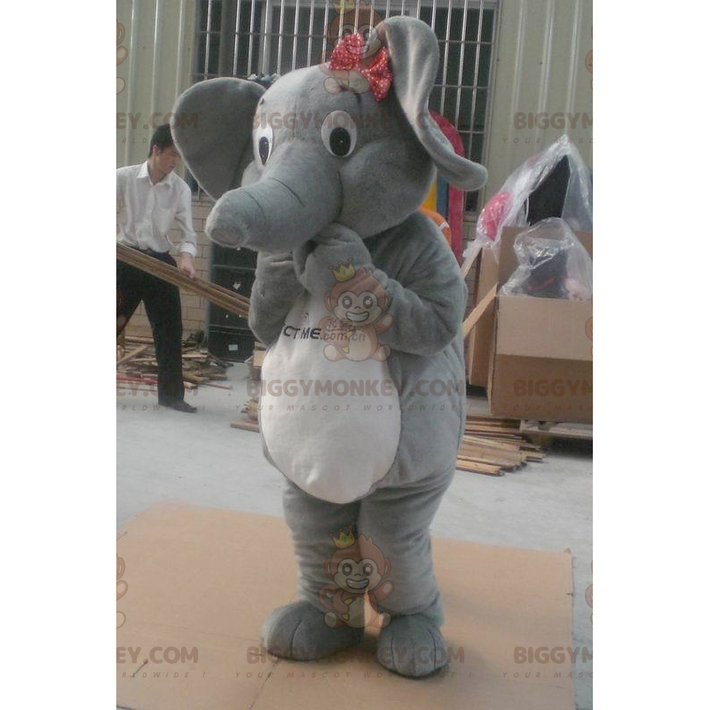 Disfraz de mascota elefante gris y blanco BIGGYMONKEY™ - Disfraz de mascota elefante gris y blanco BIGGYMONKEY™ -