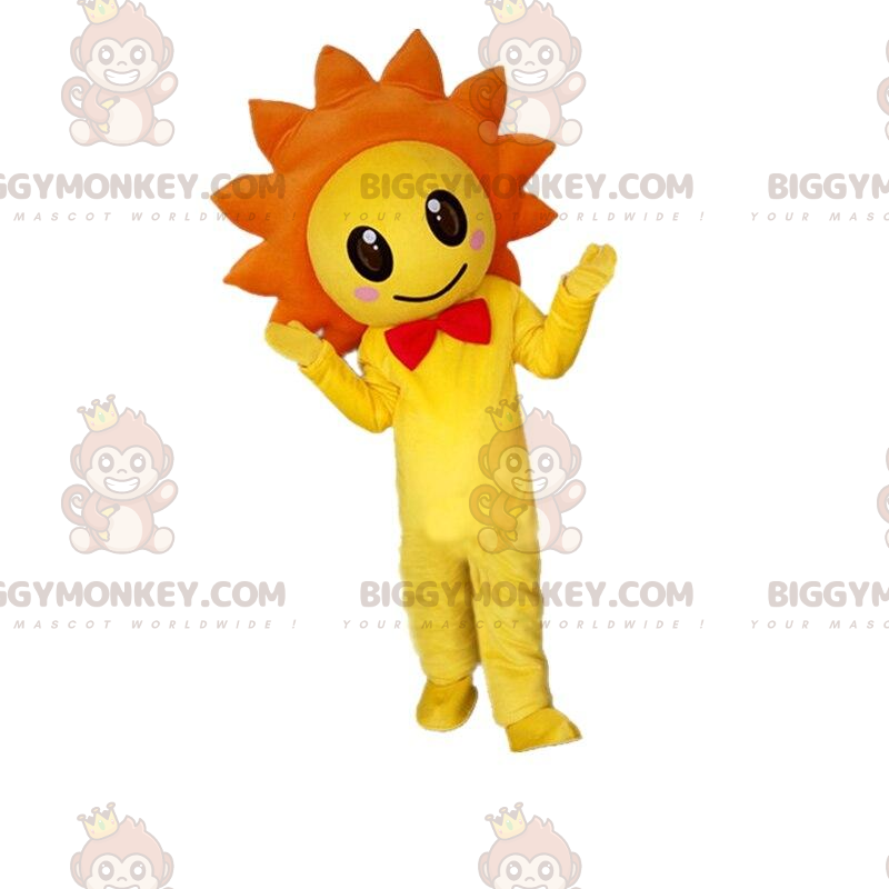 Gul og orange blomst BIGGYMONKEY™ maskot kostume, blomstrende Gul og orange blomst BIGGYMONKEY™ maskot kostume, blomstrende