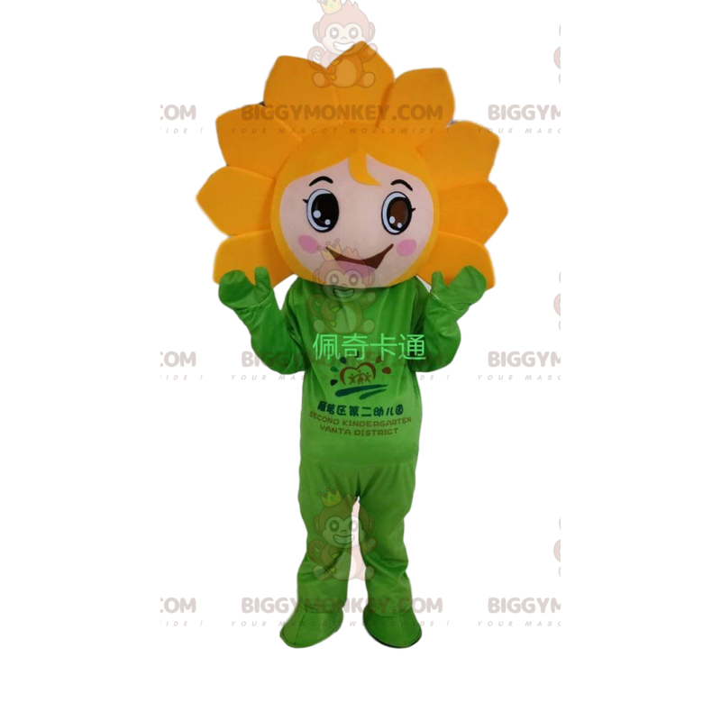 Kæmpe gule blomster kostume, solsikke BIGGYMONKEY™ maskot Kæmpe gule blomster kostume, solsikke BIGGYMONKEY™ maskot