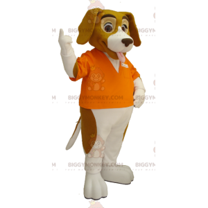 BIGGYMONKEY™ Brun och vit Basset Hound Dog Mascot Dräkt -