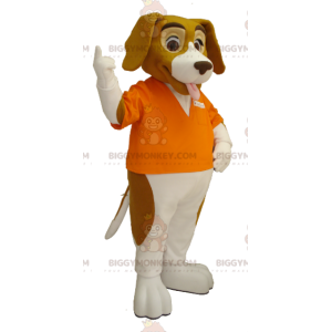 BIGGYMONKEY™ Brun og hvid Basset Hound Dog Mascot Kostume -