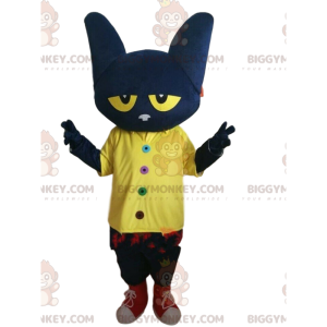 Super sjov sort kat BIGGYMONKEY™ maskotkostume med gule øjne -
