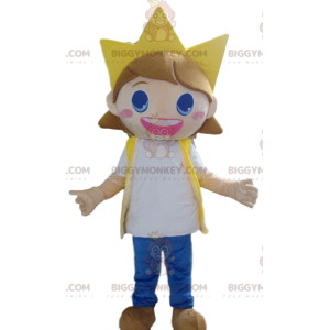 Child BIGGYMONKEY™ Mascot Costume, Very Smiling Girl With Crown