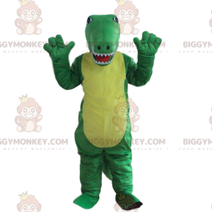 Grön och gul krokodildräkt, Alligator BIGGYMONKEY™ maskotdräkt
