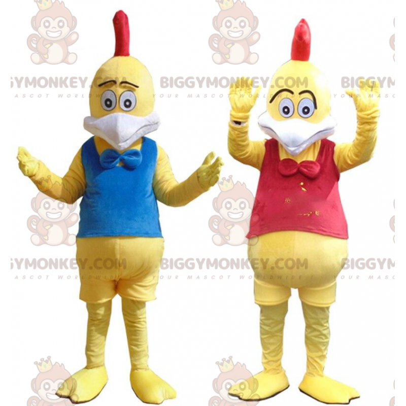 Gula kycklingkostymer, färgglada tuppar BIGGYMONKEY™s maskot - Gula kycklingkostymer, färgglada tuppar BIGGYMONKEY™s maskot -