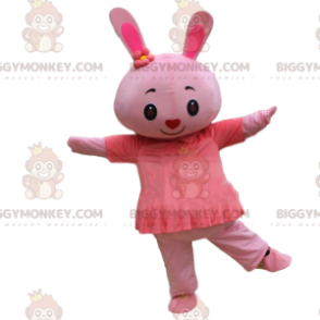 Fato de coelho rosa com vestido e nariz em forma de coração - Mascote de coelho - BIGGYMONKEY_010641 - BiggyMonkey.com
