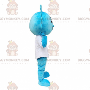 Blue dragon BIGGYMONKEY™ mascot costume, blue creature costume