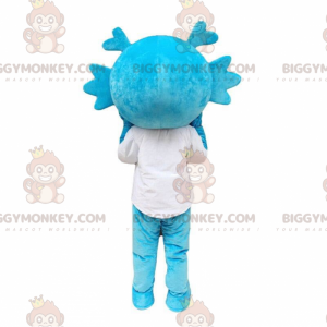 Blue dragon BIGGYMONKEY™ mascot costume, blue creature costume