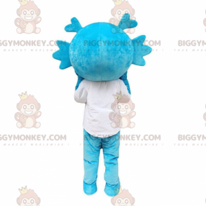 Costume de mascotte BIGGYMONKEY™ de dragon bleu, costume de