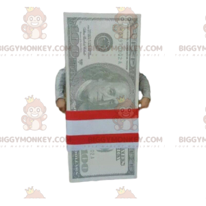 BIGGYMONKEY™ 100 dollar bill wad mascot costume. giant ticket -