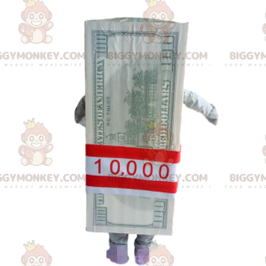 BIGGYMONKEY™ 100 dollar bill wad mascot costume. giant ticket –