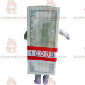 Kostium maskotki BIGGYMONKEY™ z banknotem 100 dolarów.