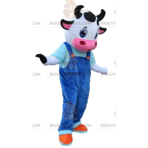 Cow Costume with Blue Overalls, Cow BIGGYMONKEY™ Mascot Costume