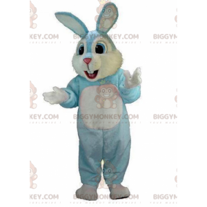 Costume da coniglio blu e bianco, costume da coniglio di