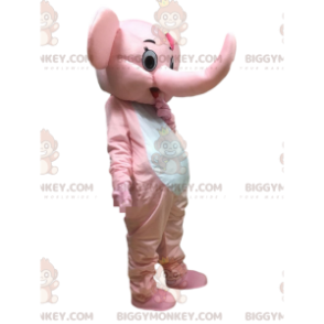 Ροζ στολή ελέφαντα, στολή μασκότ Pachyderm BIGGYMONKEY™ -