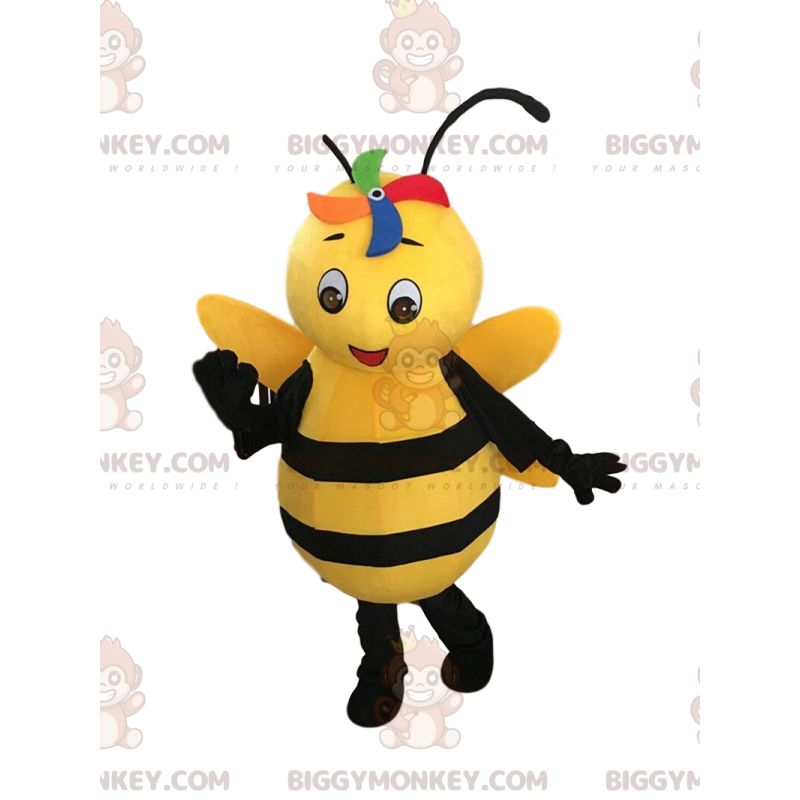 Traje de mascote BIGGYMONKEY™ abelha amarela e preta, fantasia