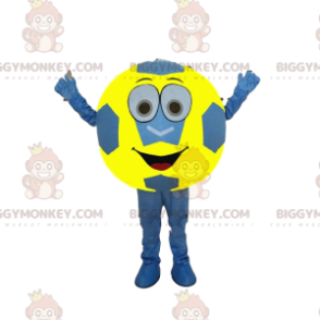 Blue and Yellow Soccer Ball BIGGYMONKEY™ Mascot Costume