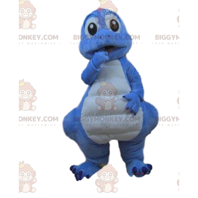 Blå och vit dinosaurie kostym, drak kostym - BiggyMonkey maskot Blå och vit dinosaurie kostym, drak kostym - BiggyMonkey maskot