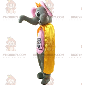 BIGGYMONKEY™ Maskottchenkostüm Grauer und rosafarbener Elefant