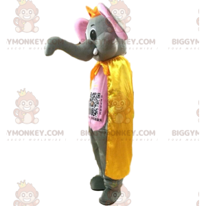 Disfraz de mascota BIGGYMONKEY™ Elefante gris y rosa con trompa