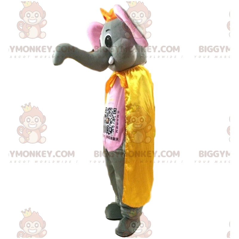 BIGGYMONKEY™ Mascot Costume Gray and Pink Elephant with Big BIGGYMONKEY™ Mascot Costume Gray and Pink Elephant with Big