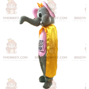 BIGGYMONKEY™ Mascot Costume Gray and Pink Elephant with Big